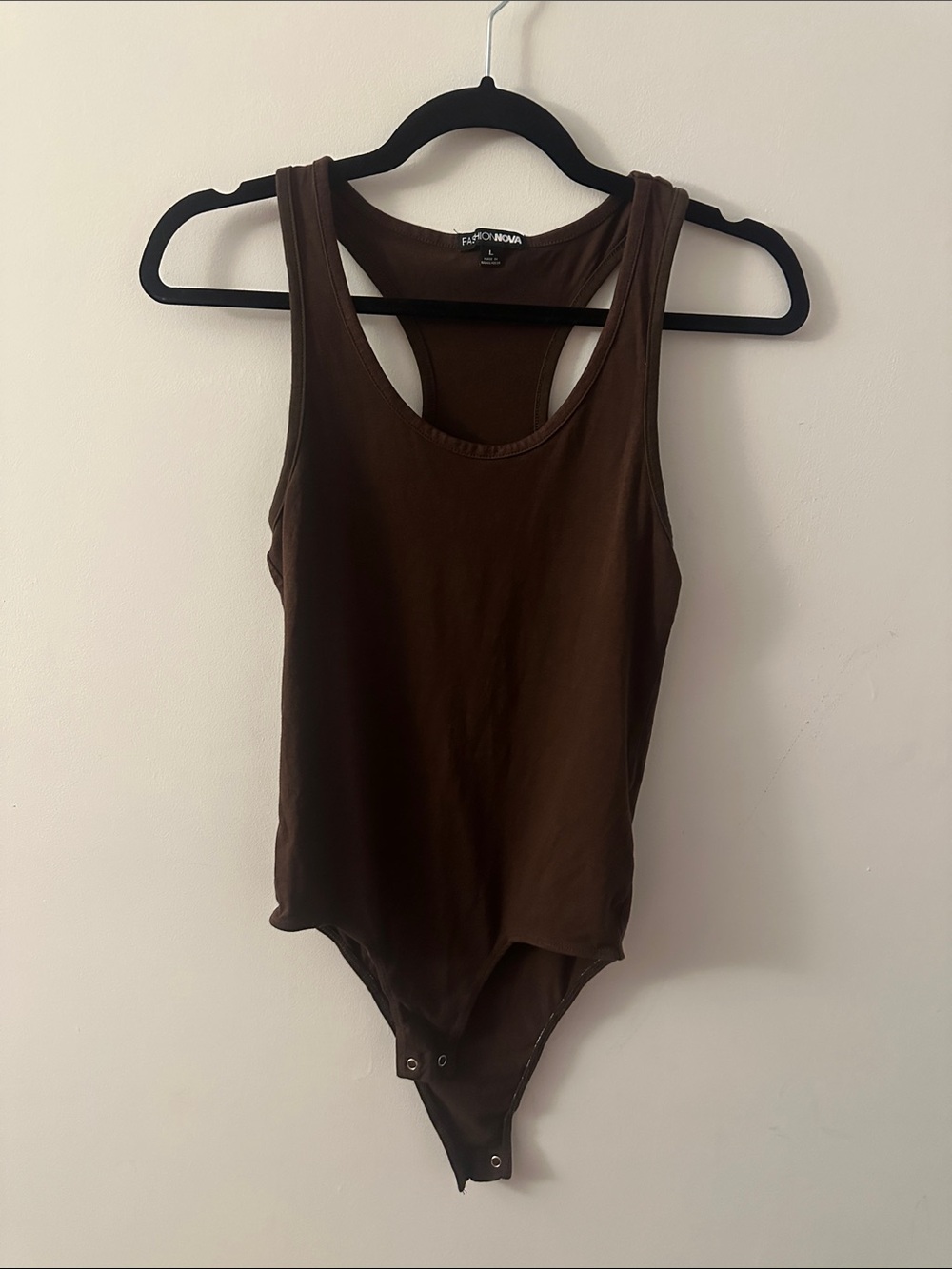 Fashion Nova Brown Sleeveless Racerback Bodysuit